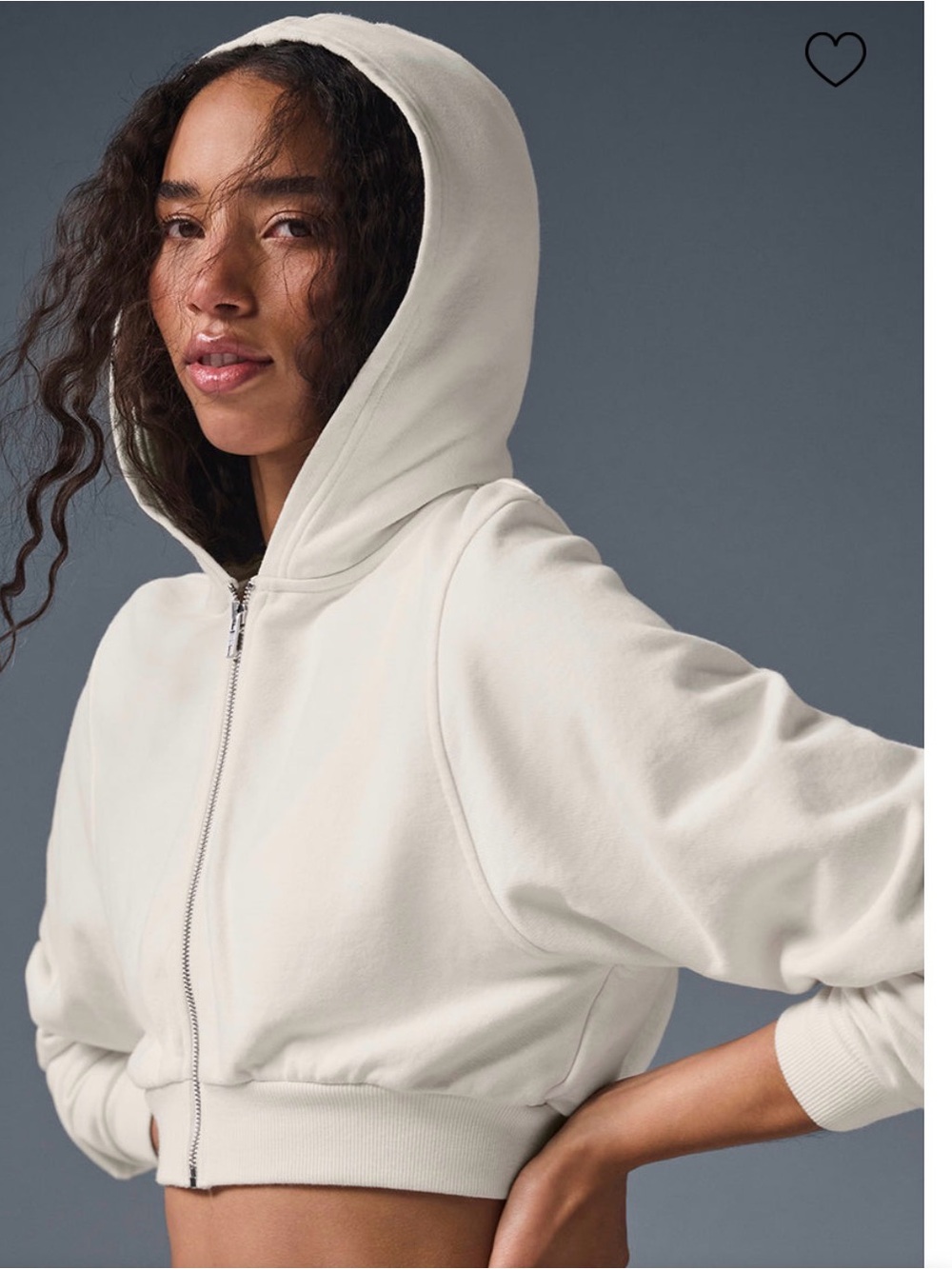 ALO Yoga Ivory Cropped Zip Hoodie